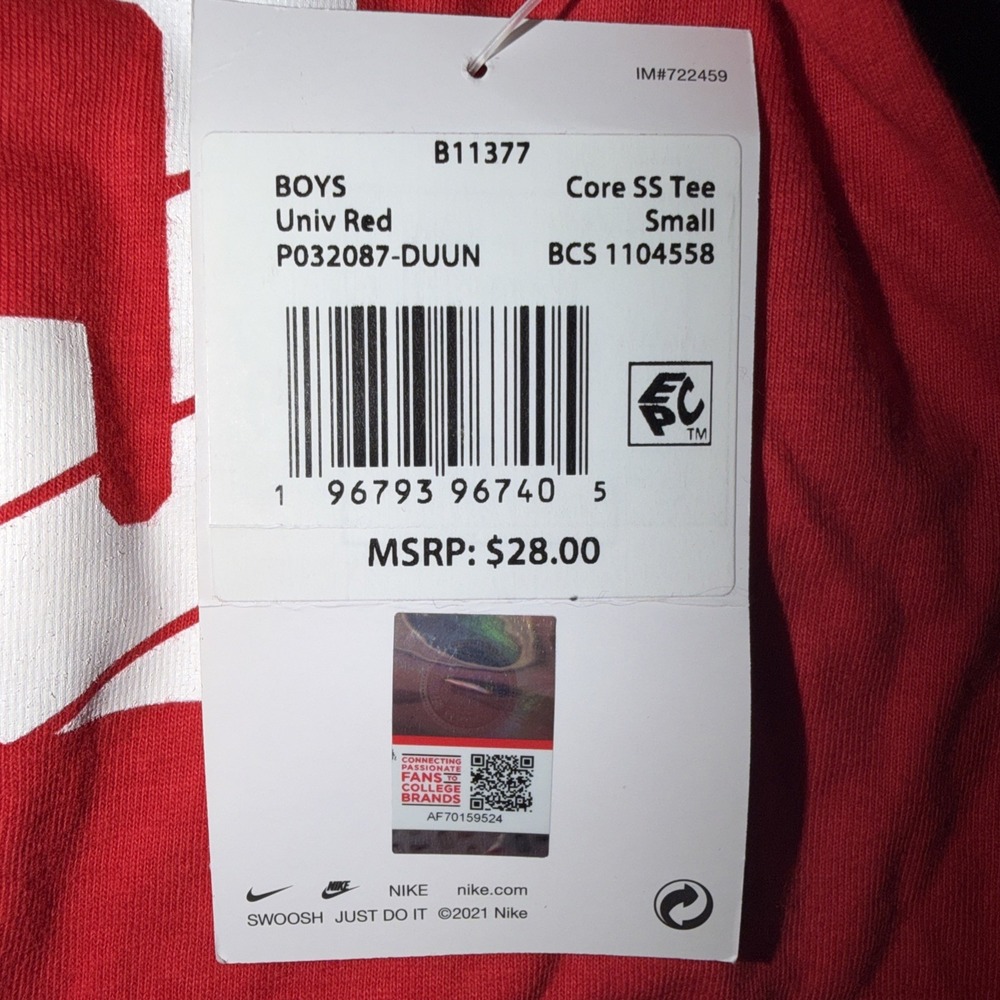 Nike Boys Youth Red Short Sleeve T Dukes Duquesne Sz Small - Picture 4 of 4